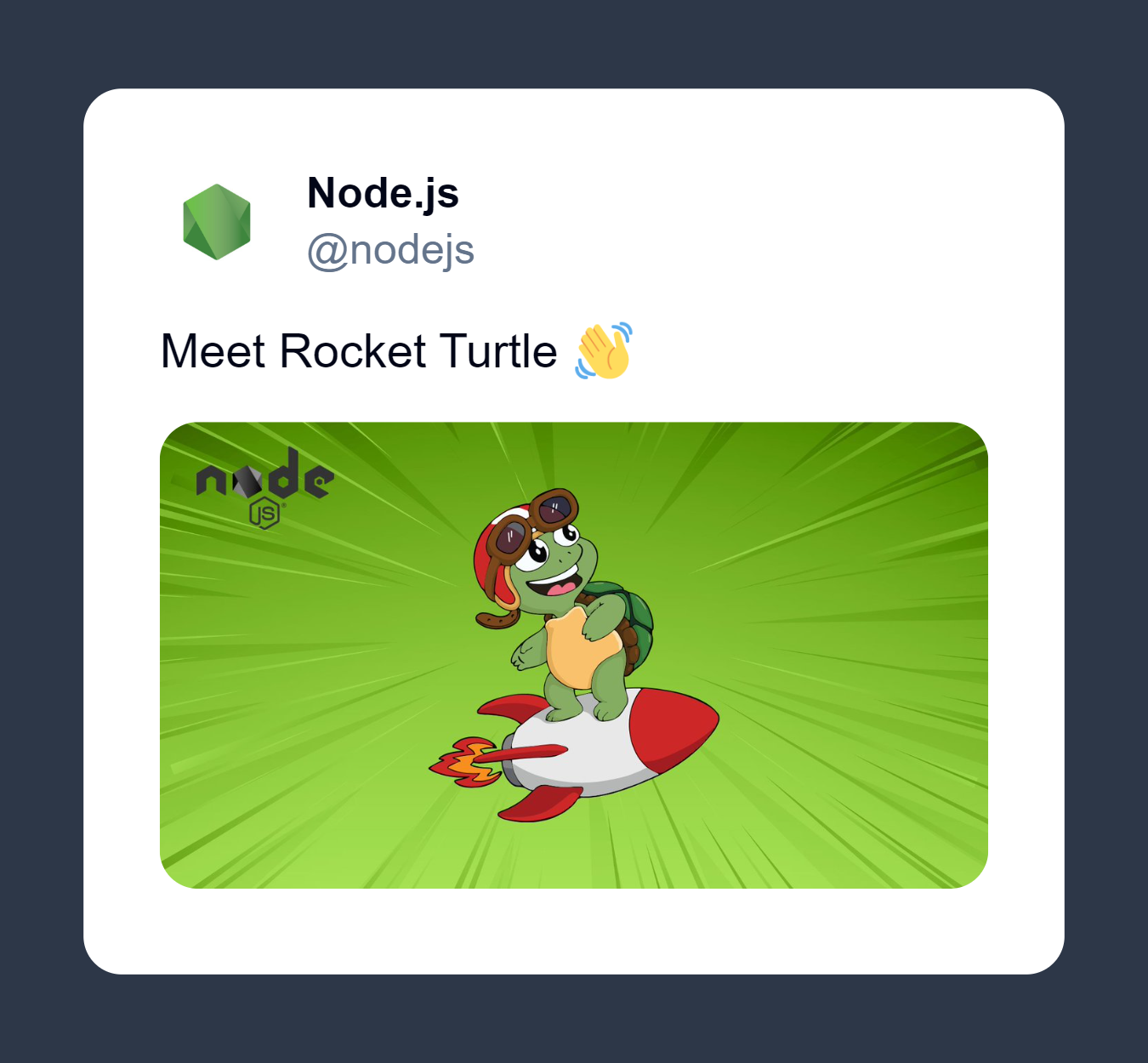 A recent tweet from Node.js